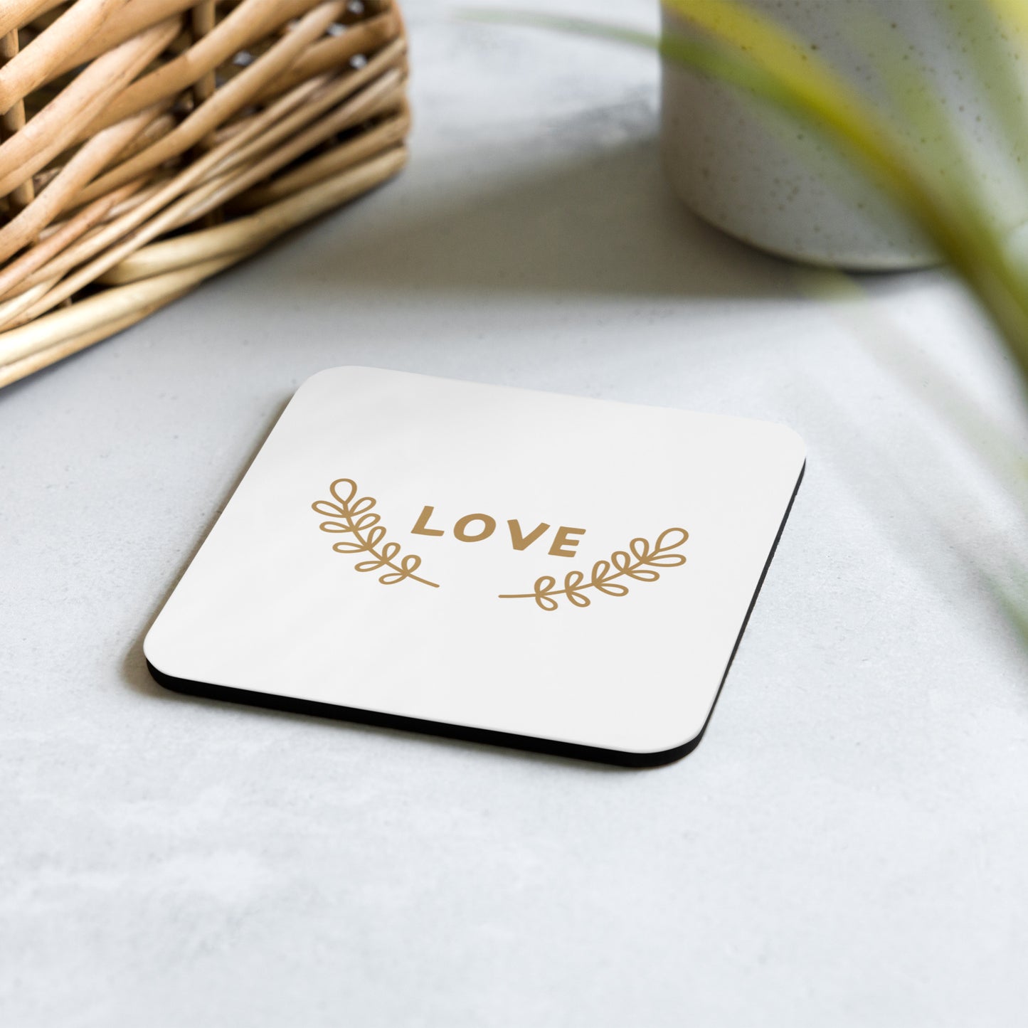 Cork-back Premium coaster LOVE logo