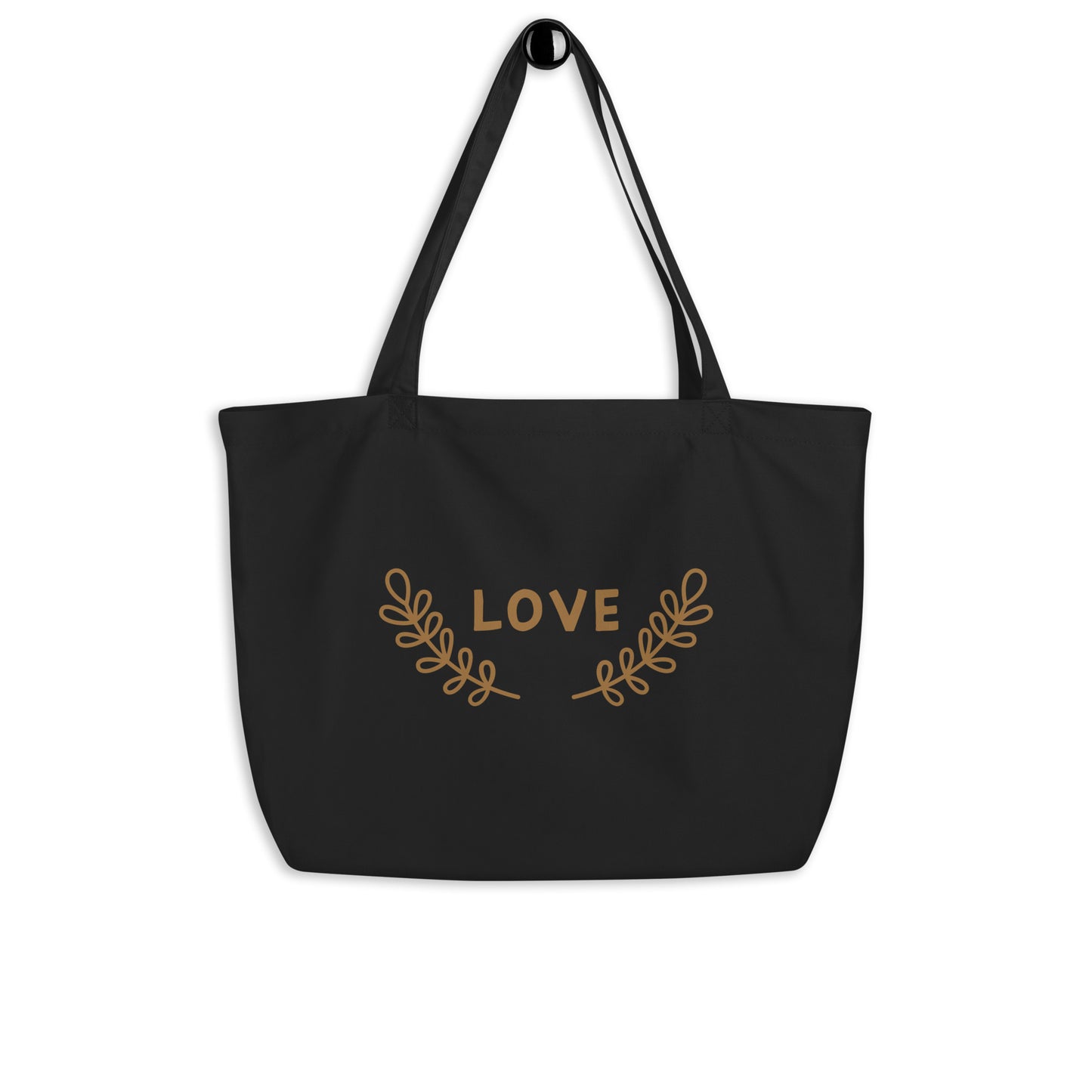 Large organic cotton tote bag - LOVE emblem