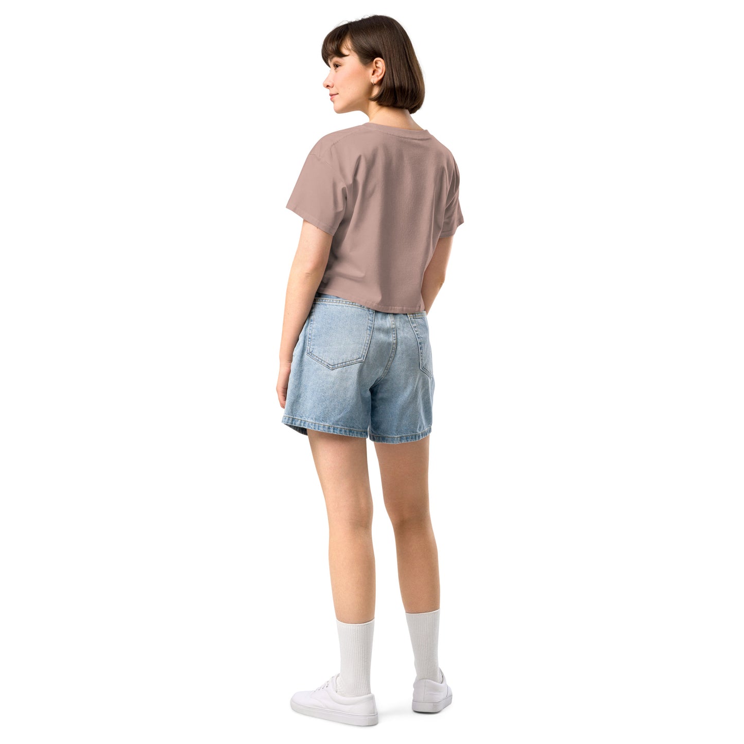Women’s longer crop top t-shirt embroidered LOVE emblem